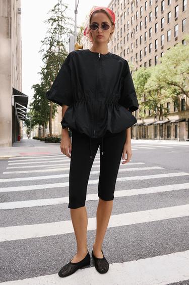 SHORT SLEEVE PUFFBALL PARKA - Black by Zara