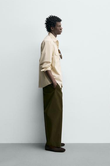 CHEMISE REGULAR FIT EN COTON TEXTURÉ - Écru de Zara - Image 3