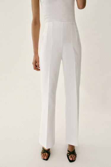PANTALON TAILLE HAUTE ZIP DOS - Blanc de Zara - Image 2