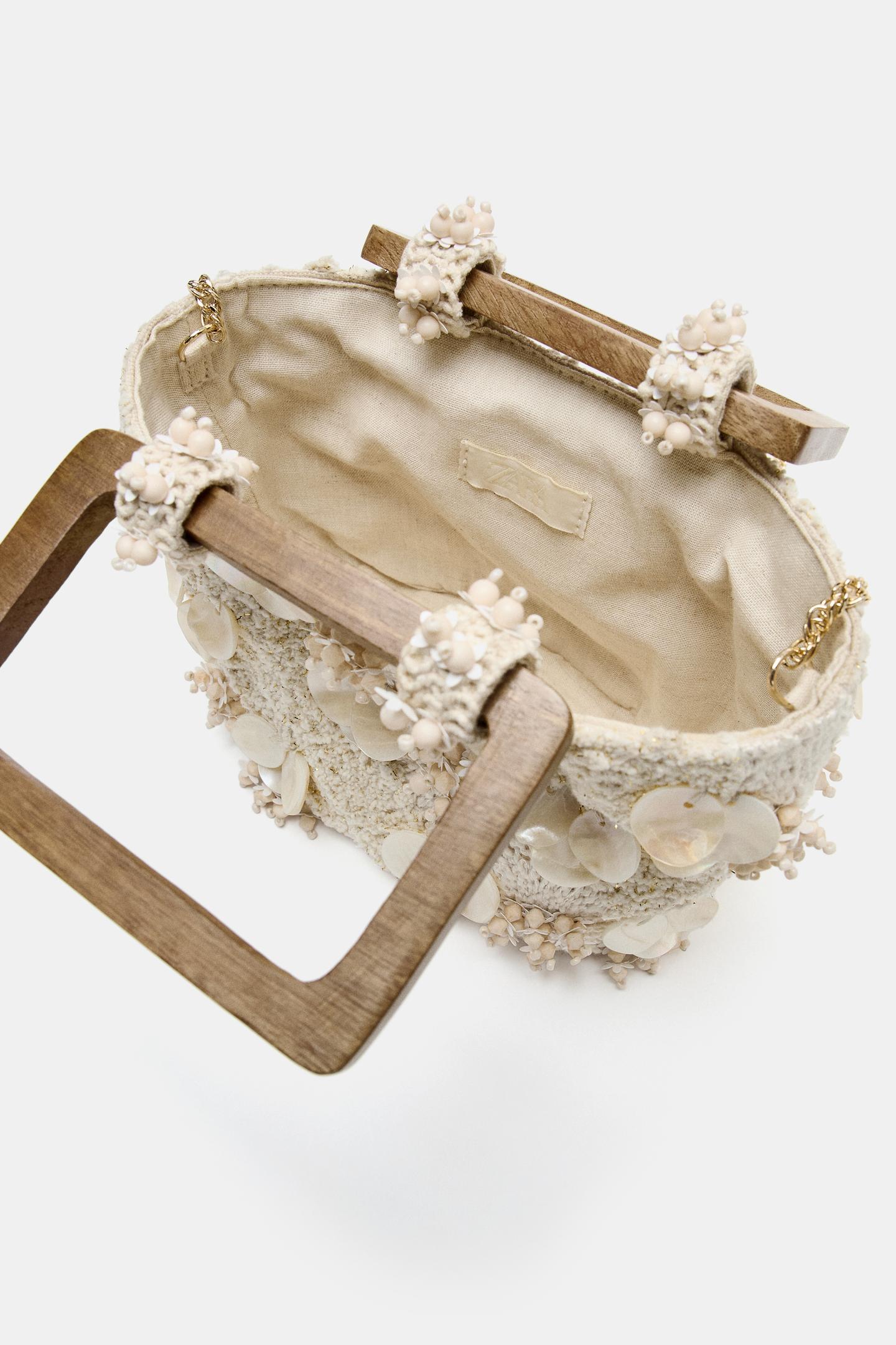 Женская сумка Zara Embroidered Mini Handbag, цвет: Экрю — фото 6