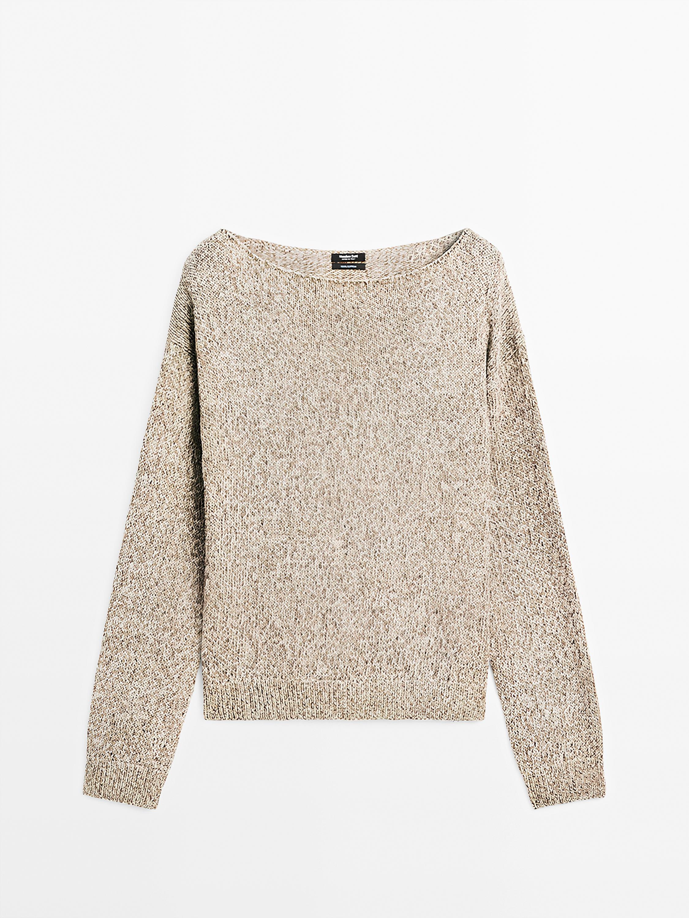 Pull en maille moulinée à col bateau