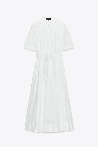 ZW COLLECTION EMBROIDERED SHIRT DRESS - White by Zara