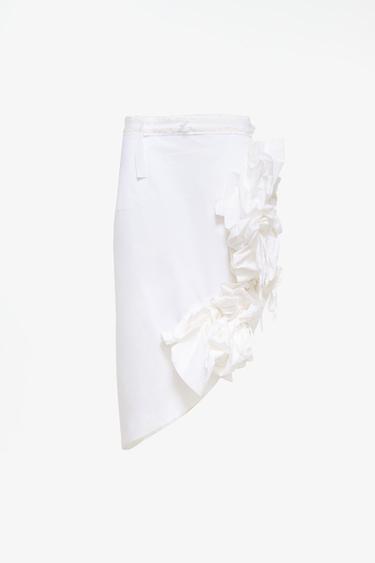 LIMITED EDITION ASYMMETRIC FLORAL APPLIQUÉ SKIRT — White 1