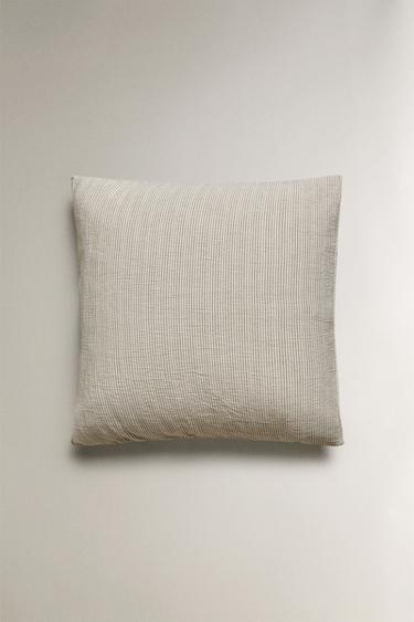 TEXTURED STRIPED PILLOWCASE - Light beige by Zara - Image 2