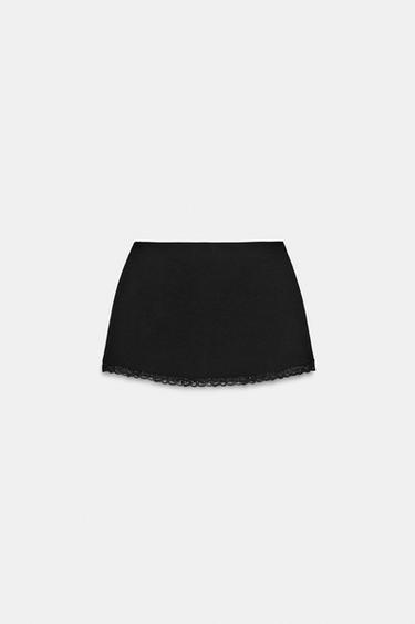 STRETCH LACE MINI SKIRT - Black by Zara