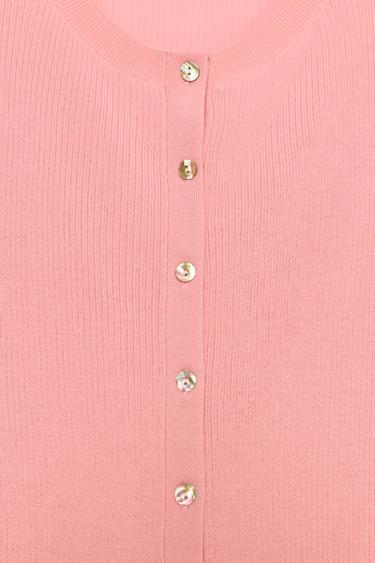 100% WOOL RIBBED CARDIGAN - Pink by Zara - Image 7