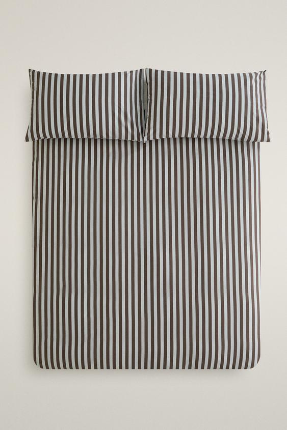 HOUSSE DE COUETTE RAYURES PERCALE (300 FILS) - Bleu de Zara - Image 0