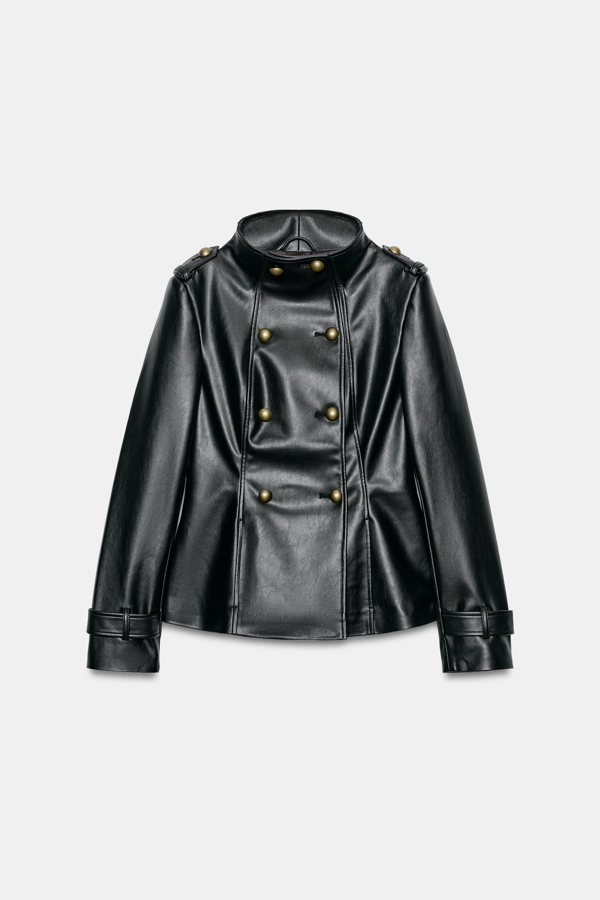 Zara DÜĞMELİ SUNİ DERİ FIT CEKET görsel 7