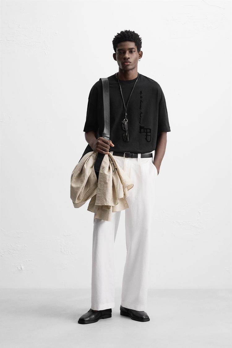 TEXTURED PRINT T-SHIRT Black ZARA India