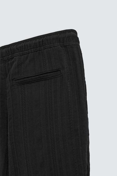 RELAXED FIT TEXTURED TROUSERS - Black by Zara - Image 9