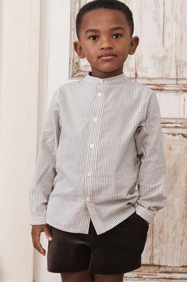 2-5 ANOS/ CAMISA LISTRADA DECOTE DE TIRA LIMITED EDITION - marrom/branco da Zara