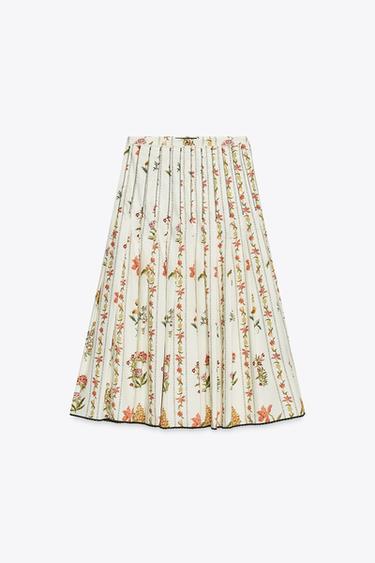 ZW COLLECTION PLEATED FLORAL SKIRT - Multicoloured by Zara