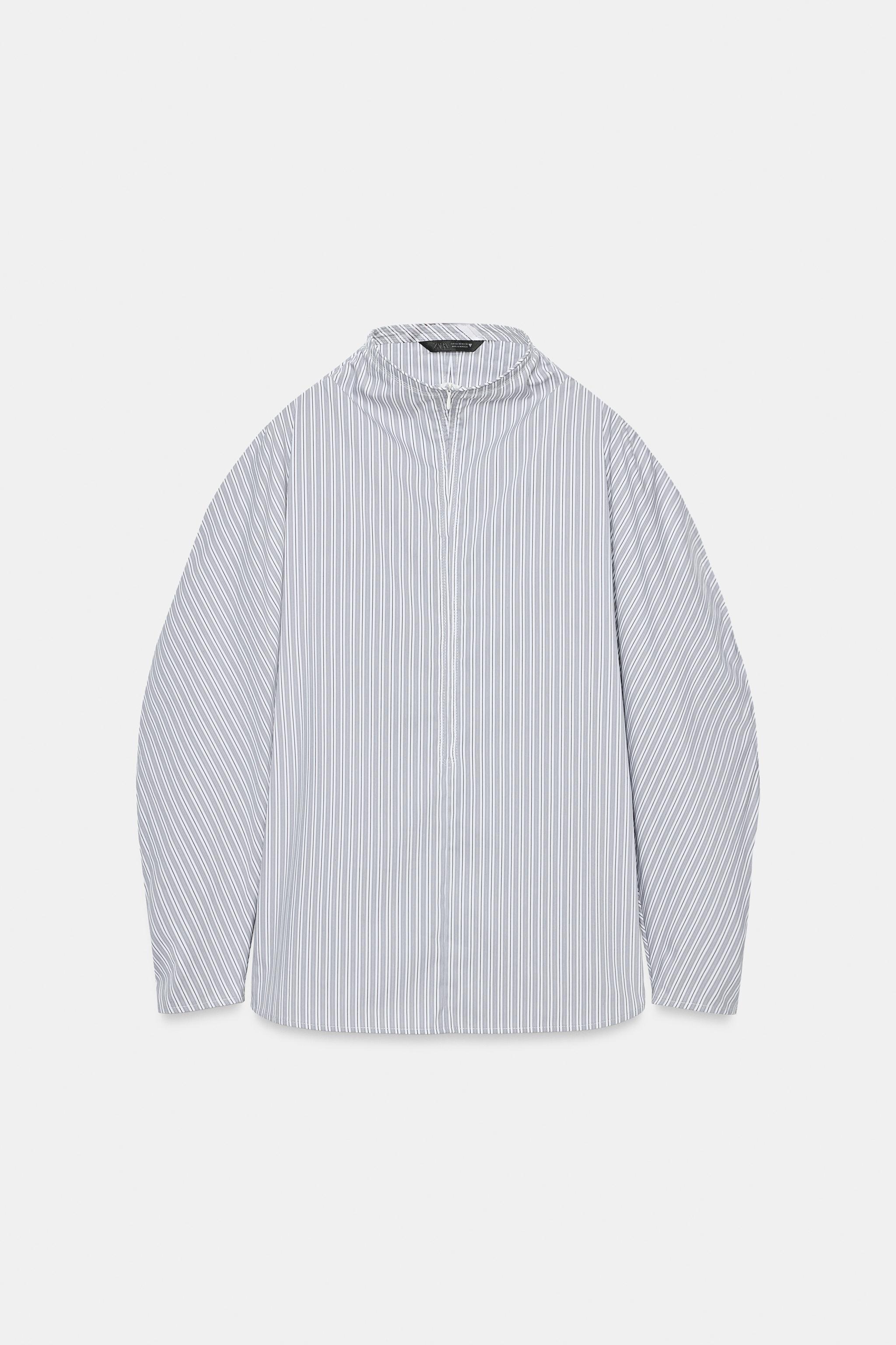 STRIPED POPLIN SHIRT WITH VOLUME