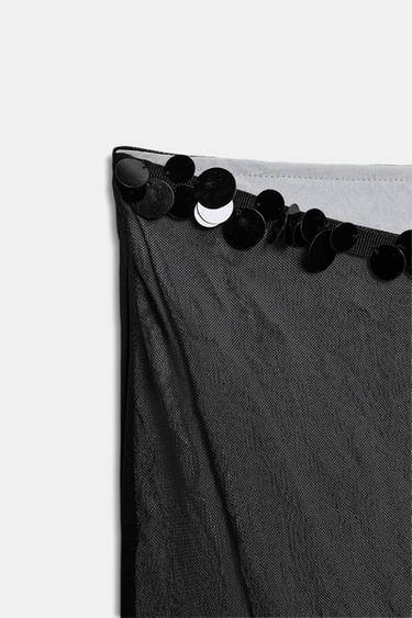 JUPE EN TULLE ASYMÉTRIQUE À PAILLETTES - Noir de Zara - Image 8