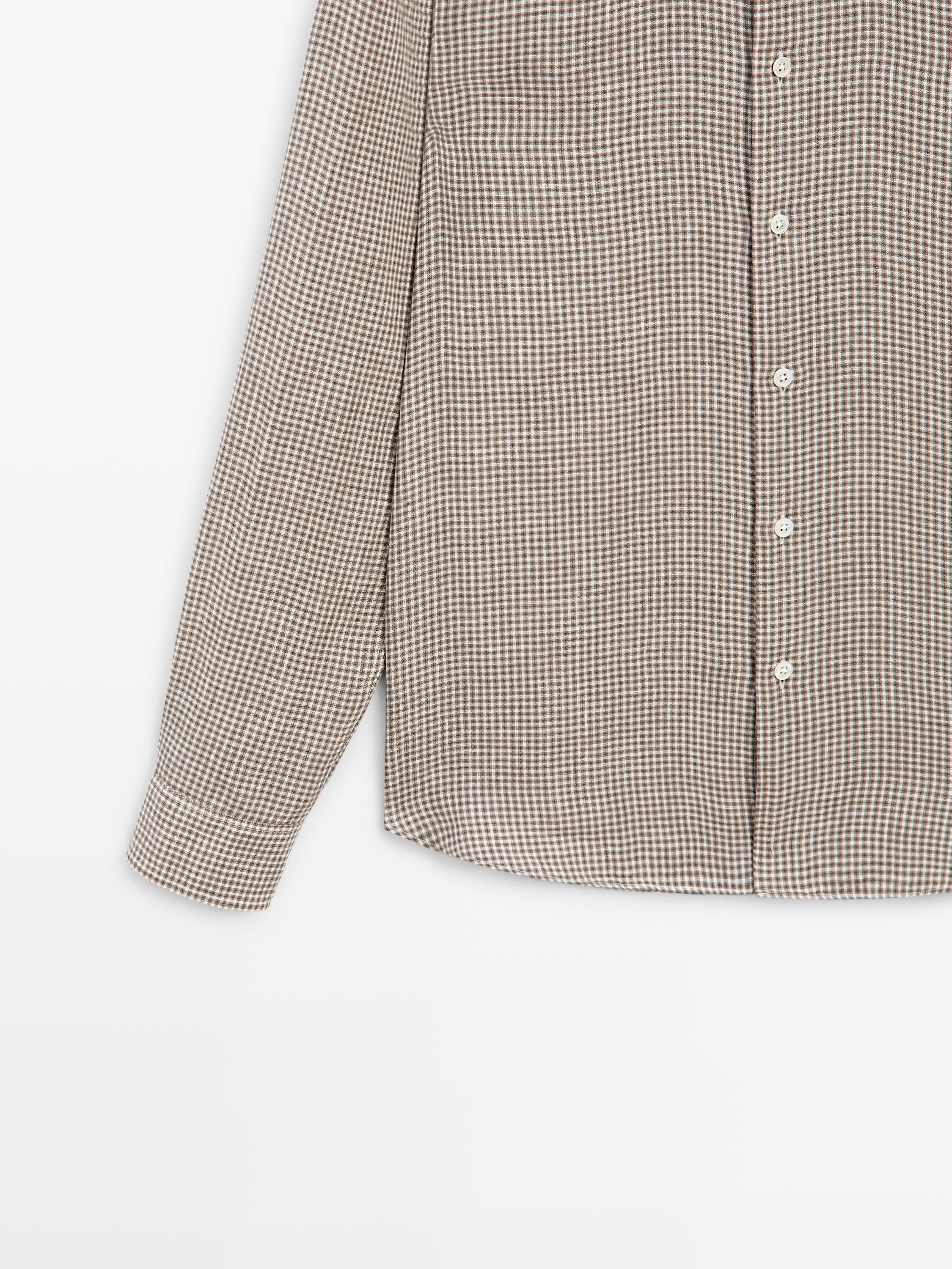 100% linen regular fit check shirt