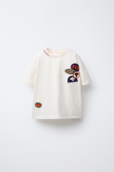EMBROIDERED T-SHIRT - Ecru by Zara - Image 0