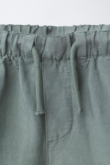 PANTALON FLUIDE AVEC LIN - Vert de Zara - Image 2