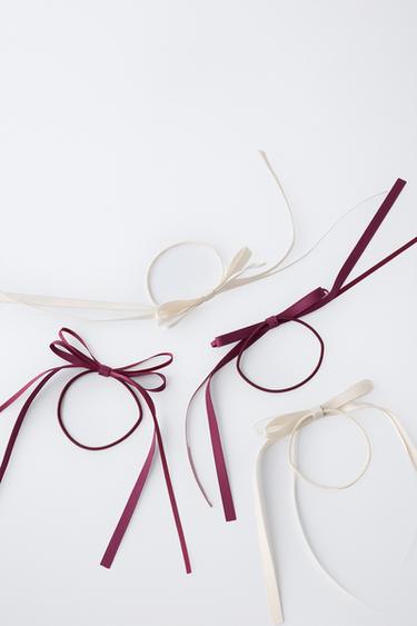 PACK OF FOUR BOW SCRUNCHIES - Ecru by Zara - Image 1