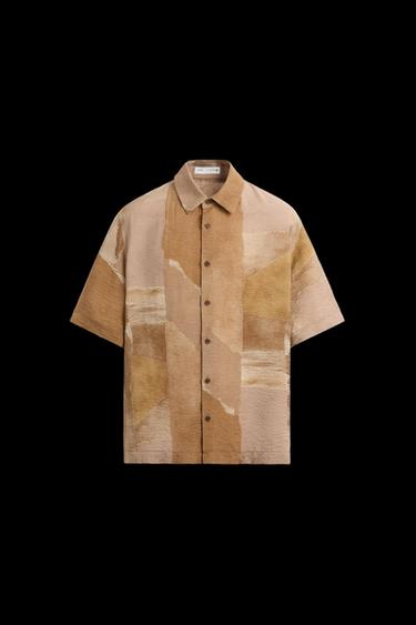 Zara ABSTRACT PRINT SHIRT - Brick - Image 0