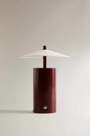 LAMPE DE TABLE LED ABAT-JOUR PAPIER - Rouge de Zara
