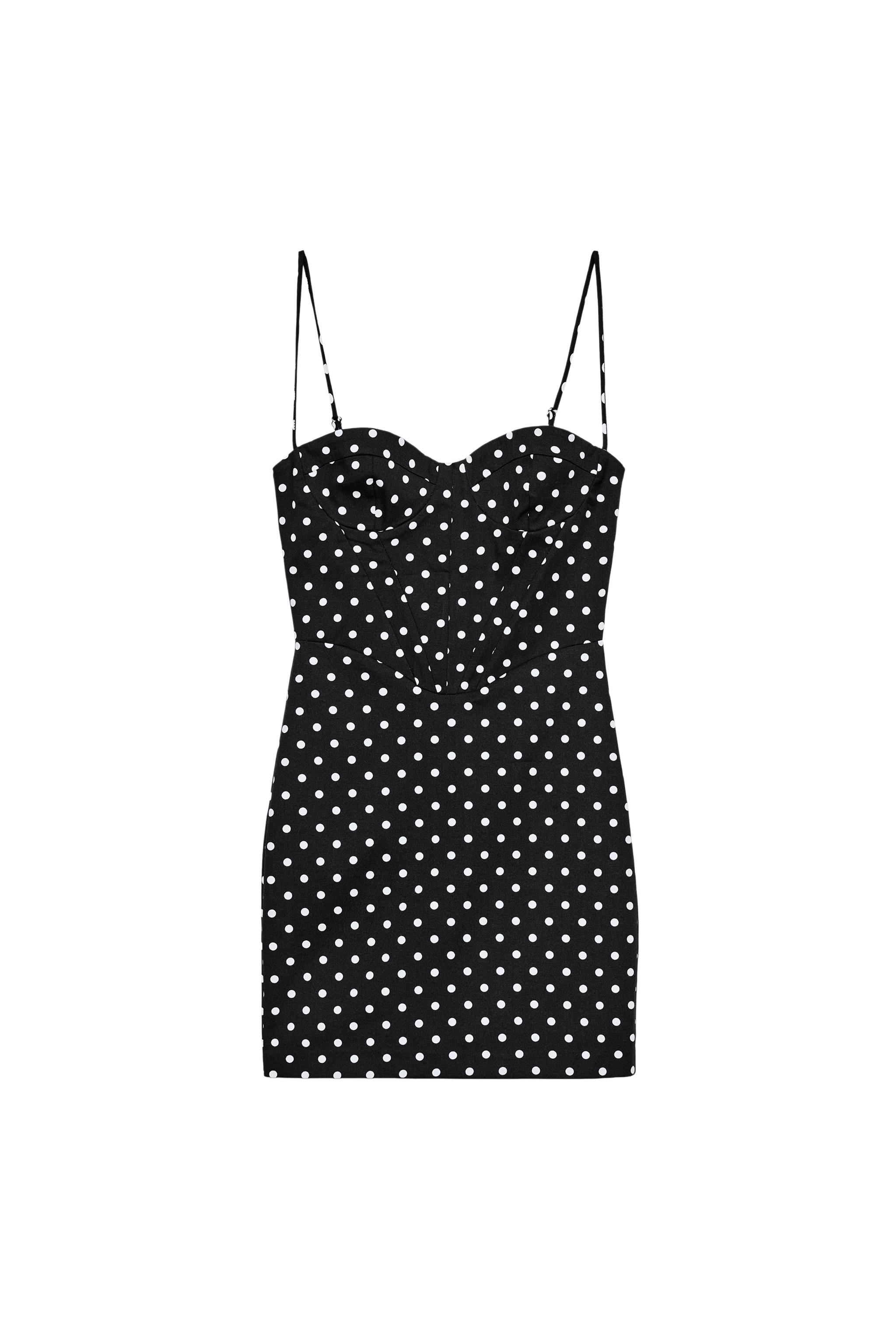 zara black polka dot dress Zara Polka Dot Ruffled Voluminous Playsuit Dress Black White S M L 3067/314 New