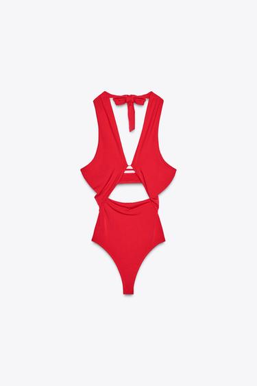 BODY CROISÉ CUT OUT - Rouge soutenu de Zara - Image 4