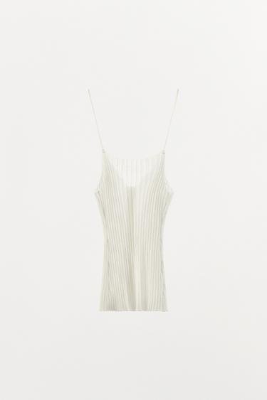 PLEATED FINE KNIT TOP - White by Zara - Image 6