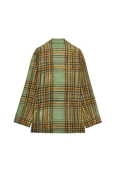BLAZER FLUIDA CUADROS ZW COLLECTION - Verde de Zara