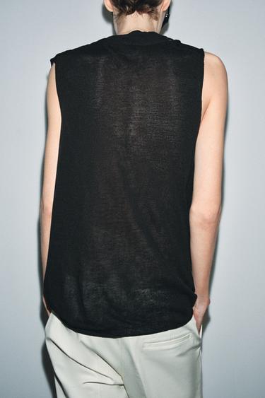 TOP CACHE-CŒUR EN MAILLE - Noir de Zara - Image 2