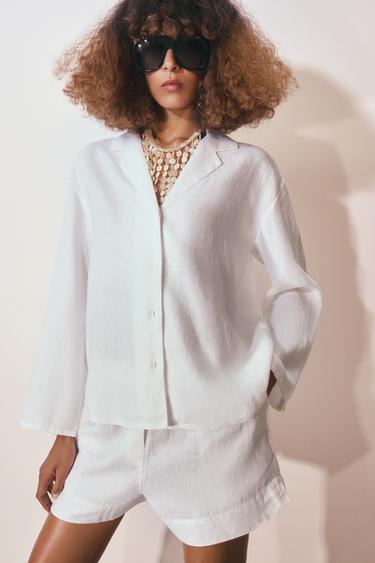 CAMISA DE LINHO ZW COLLECTION - Branco da Zara