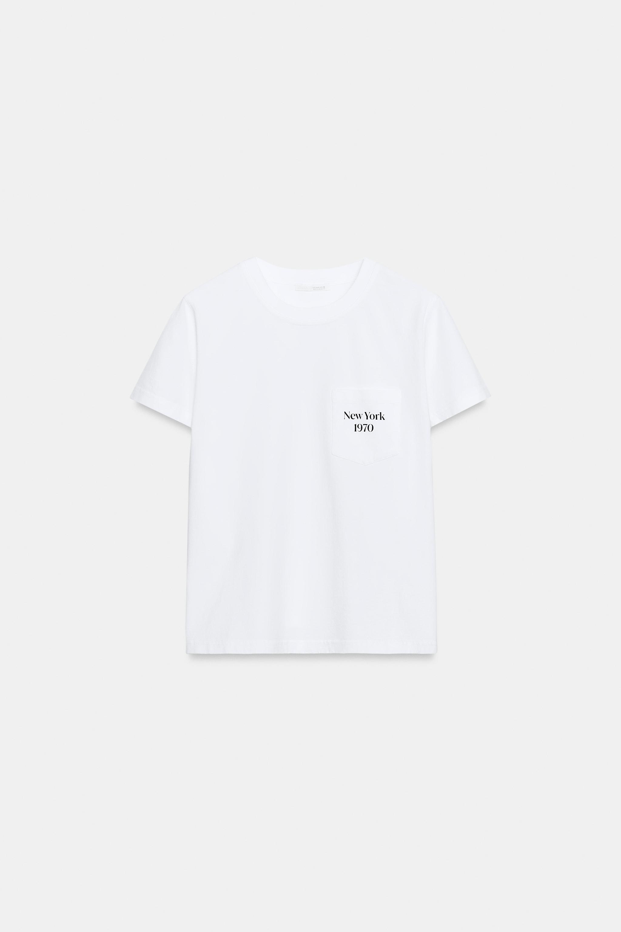 Женские футболки Zara MESSAGE POCKET T-SHIRT — фото 6
