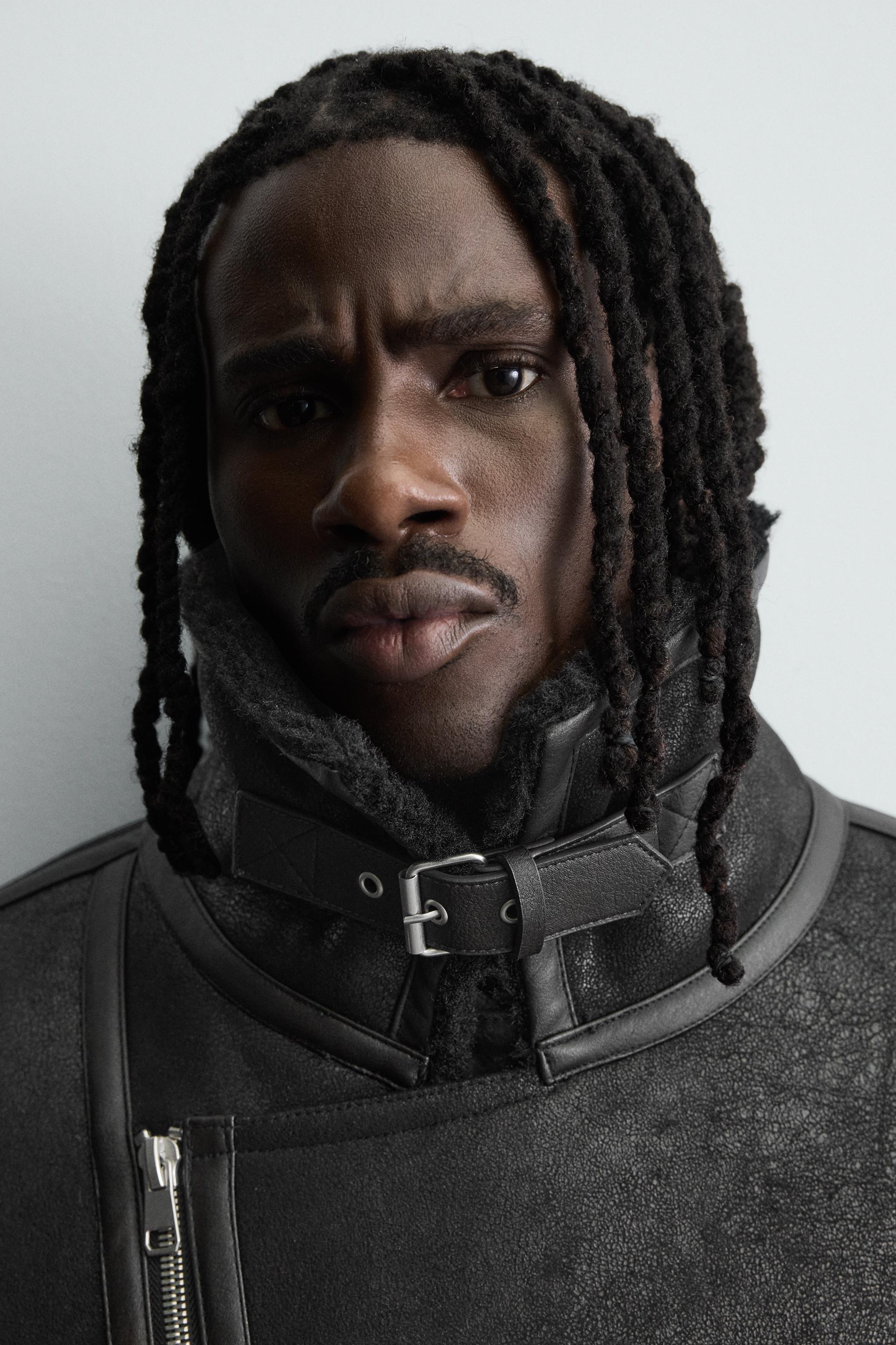 コントラスト フェイクレザー ジャケット - ブラック | ZARA Japan / 日本