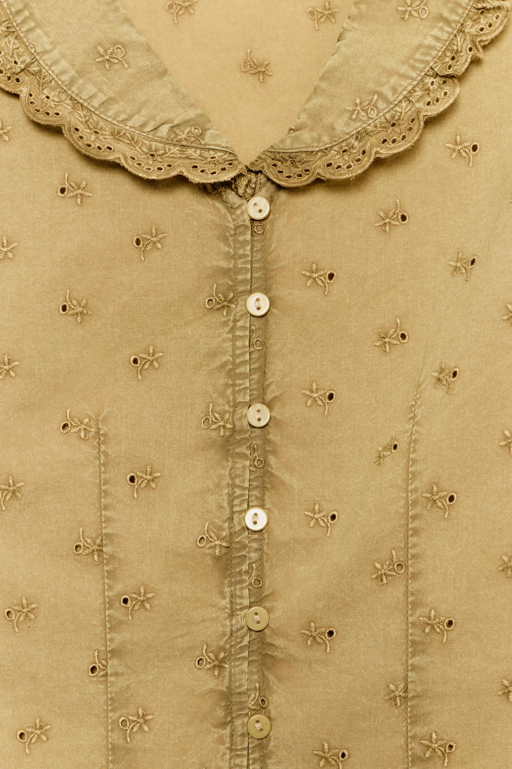 CHEMISE COL CLAUDINE BRODÉE