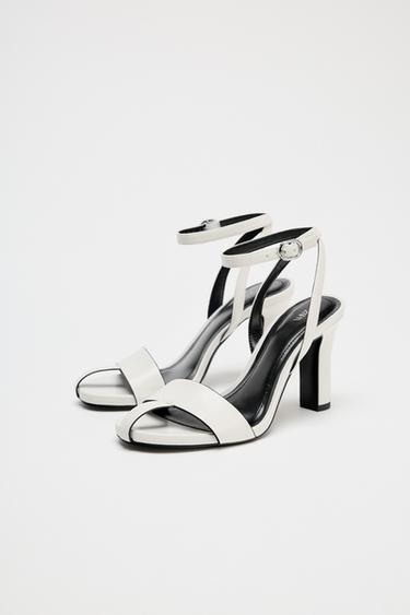 LEATHER OPEN-TOE HIGH-HEEL SANDALS - White by Zara - Image 2
