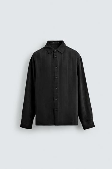 STRIPED JACQUARD SHIRT - Black by Zara