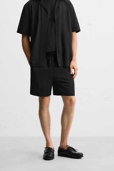 CALÇÕES BERMUDA JACQUARD GEOMÉTRICO - Preto da Zara