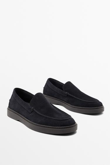 Split suede leather loafer — Navy Blue 2