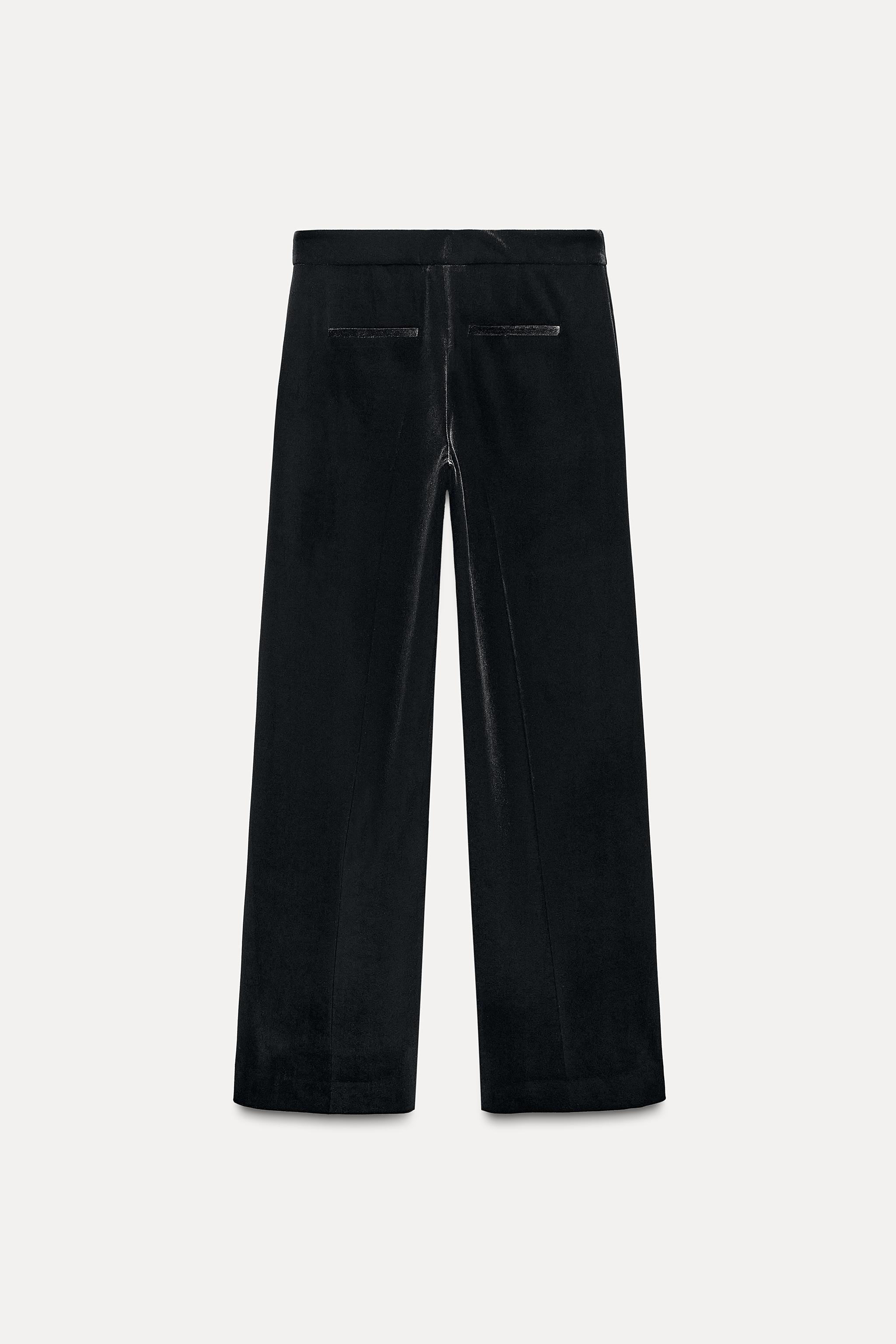 WIDE LEG VELVET PANTS - Black | ZARA United States