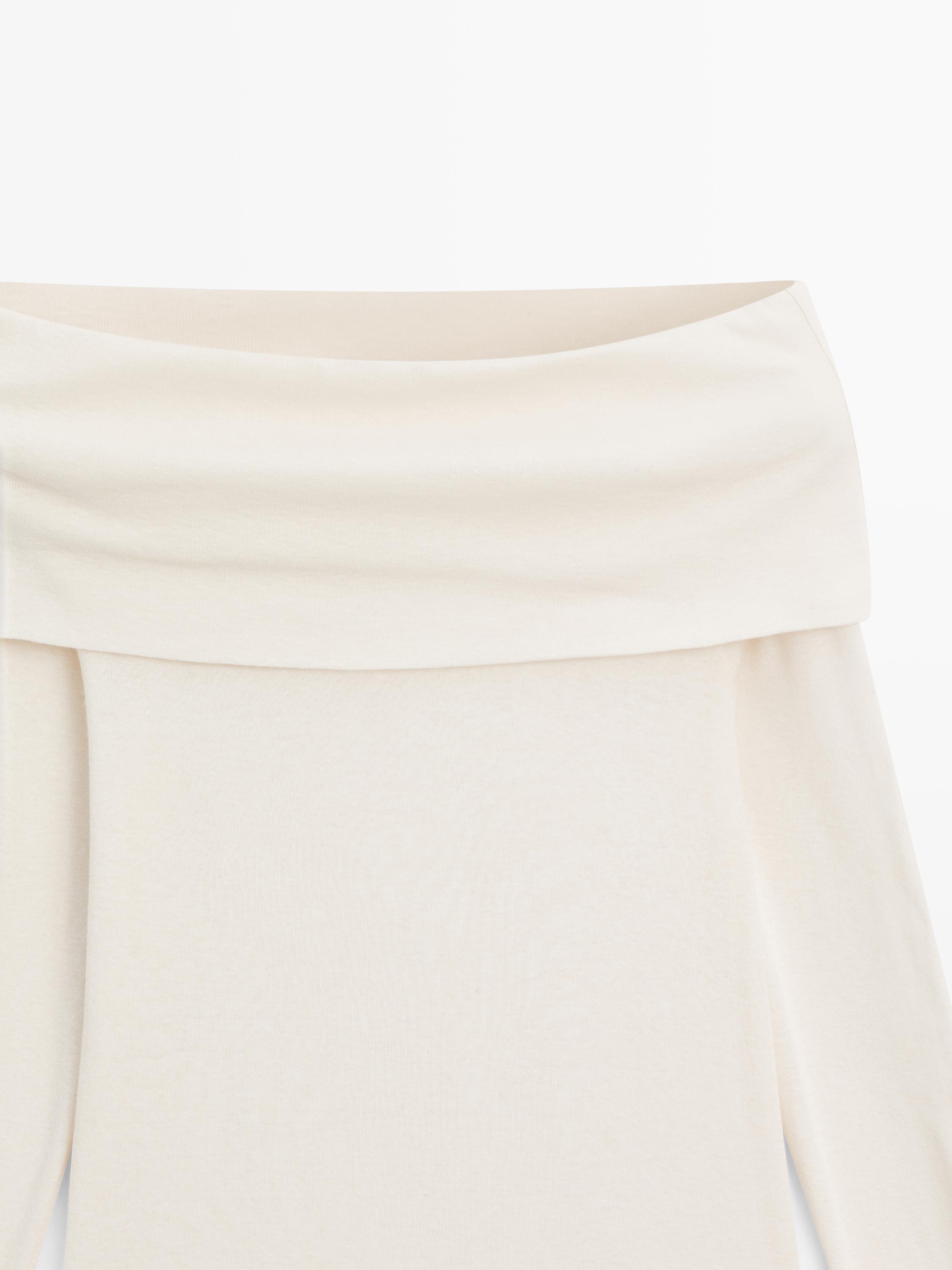 Cotton blend T-shirt with bandeau detail