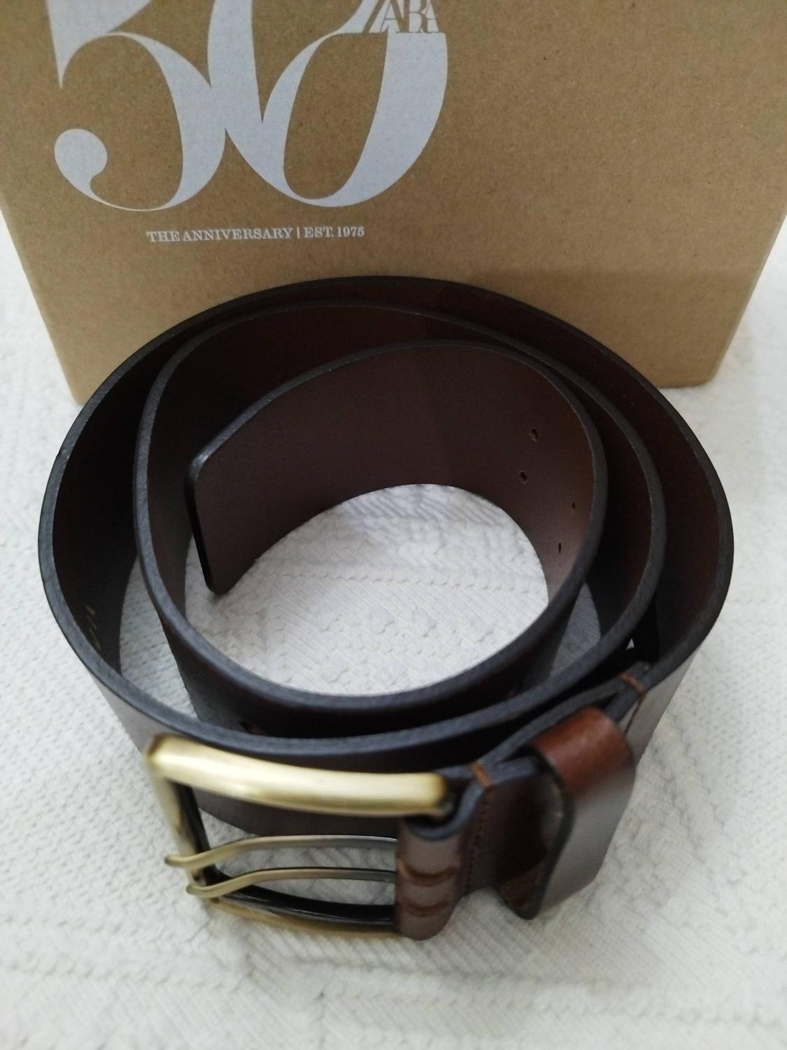 100% LEATHER BELT WITH SQUARE BUCKLE - Image 2