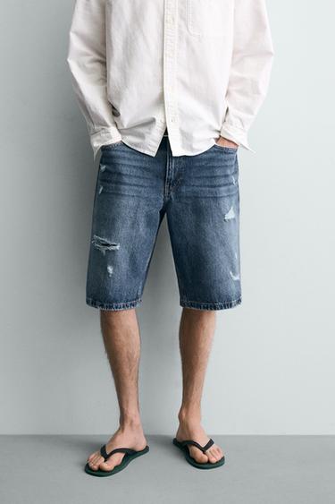 BERMUDES DENIM BAGGY FIT - Blau mitjà de Zara