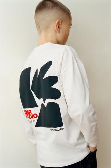 Zara MAJICA SA FLOKIRANIM PRINTOM – Ekru