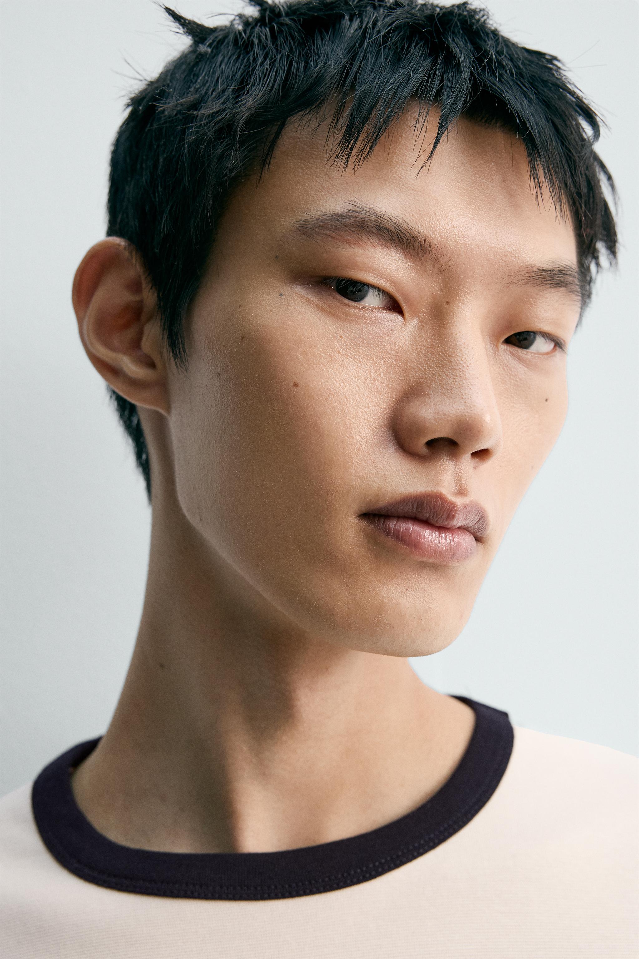 LONG SLEEVE CONTRAST RIBBED T-SHIRT