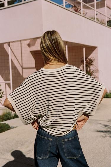 WIDE SHORT SLEEVE KNIT TOP - striped by Zara - Image 2