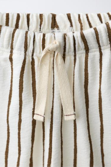PANTALON BAGGY À RAYURES - Écru clair de Zara - Image 2