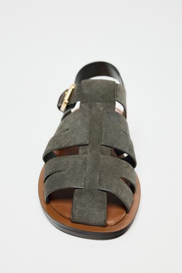 SPLIT SUEDE CAGE SANDALS - Grey by Zara - Image 3