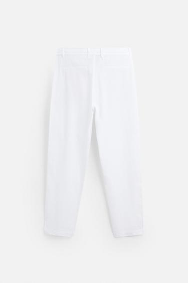 COTTON/LINEN TROUSERS - White by Zara - Image 6