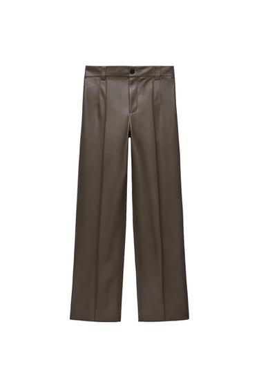 FAUX LEATHER FULL LENGTH TROUSERS