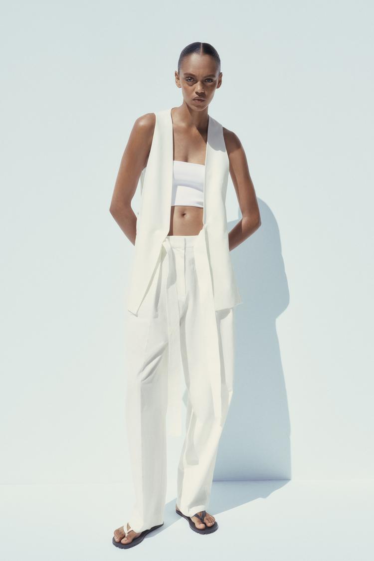 Chaleco Largo Chaleco De Punto Blanco Chaleco Largo Chaleco Punto