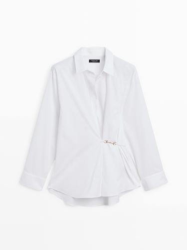 Camisa popelín 100% algodón detalle metálico - Blanco de Zara